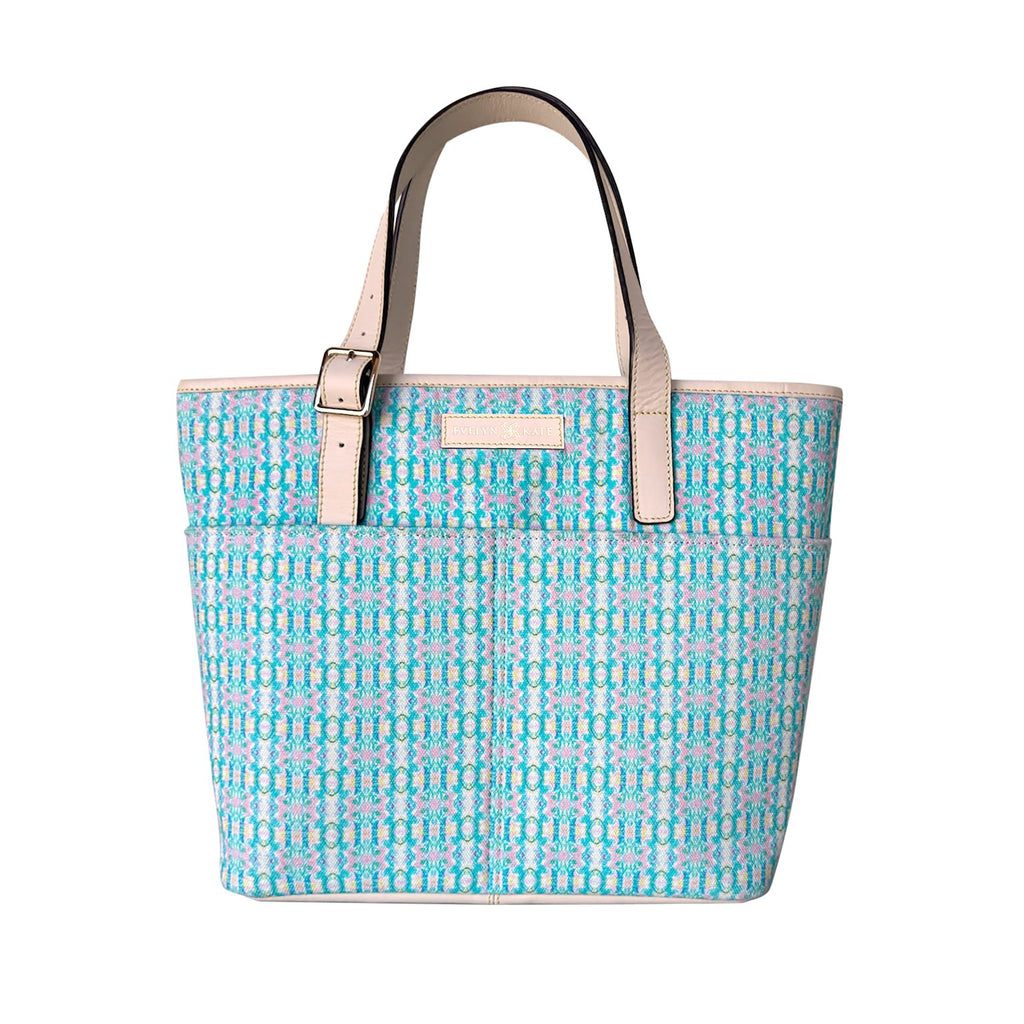 Abaco Medium Canvas Tote with Leather Trim and Base, Zipper Closure