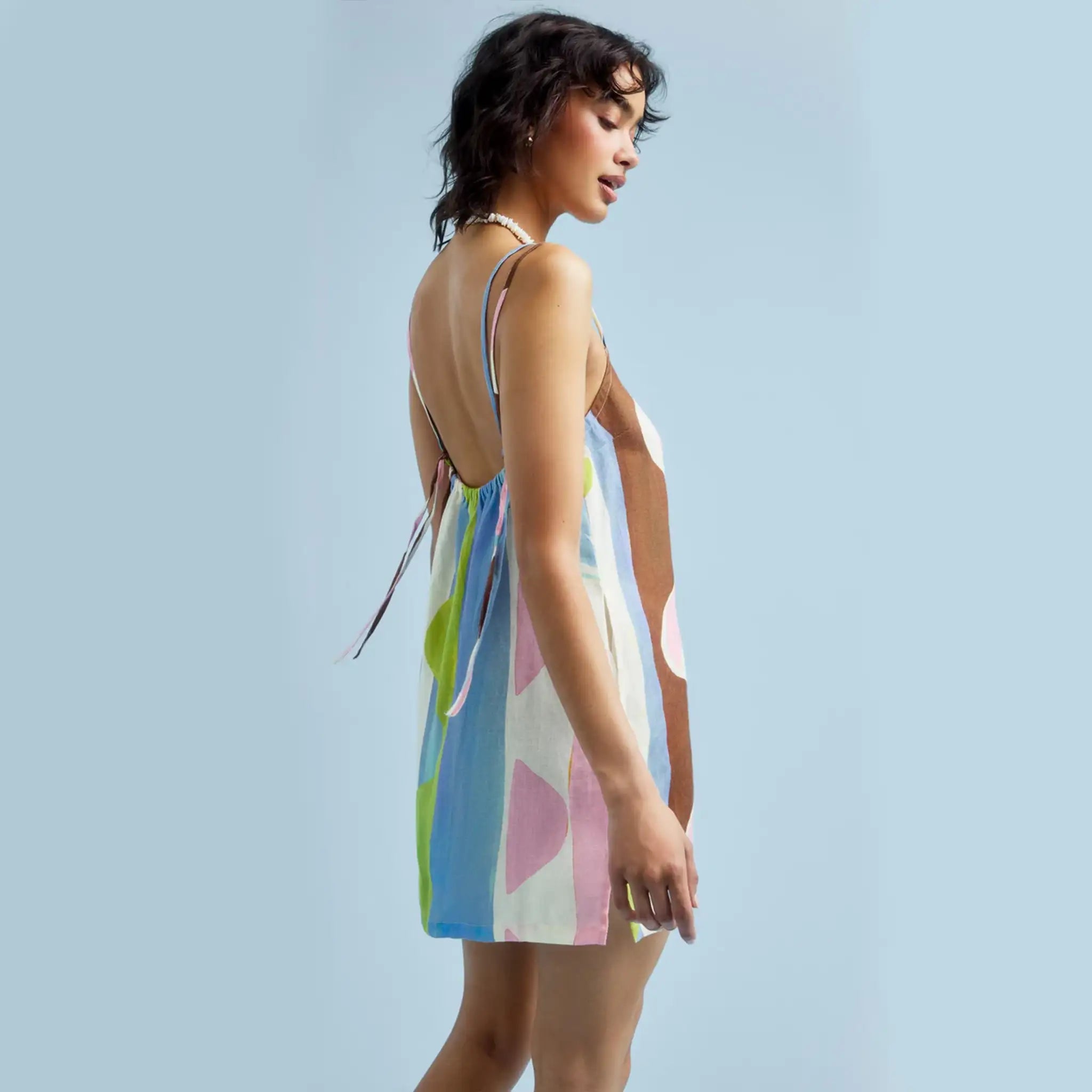 Vitamin A Delia Dress in Coast Colorblock Side
