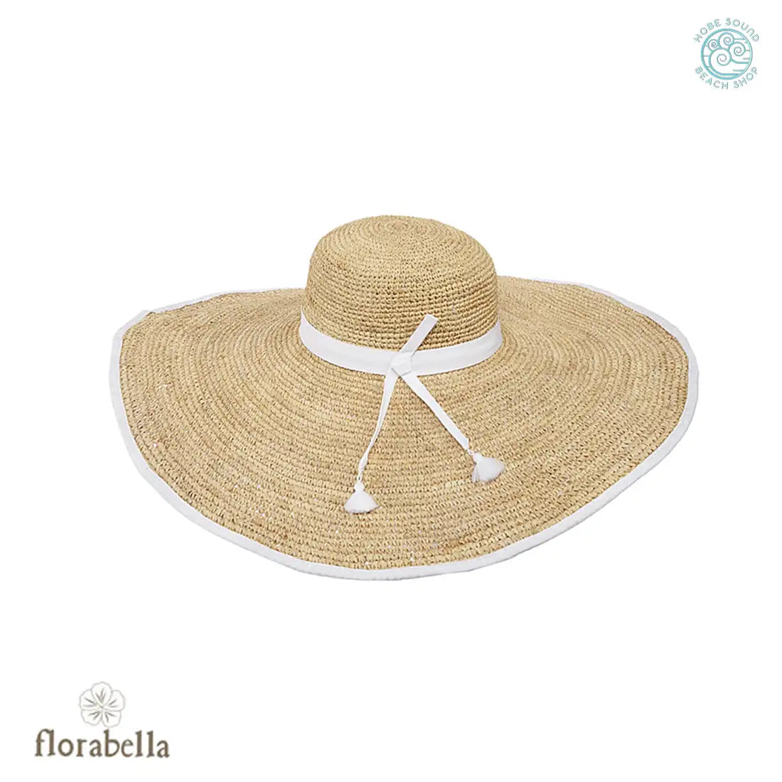 Flora Bella Sonya Wide Sun Hat in Natural and White.