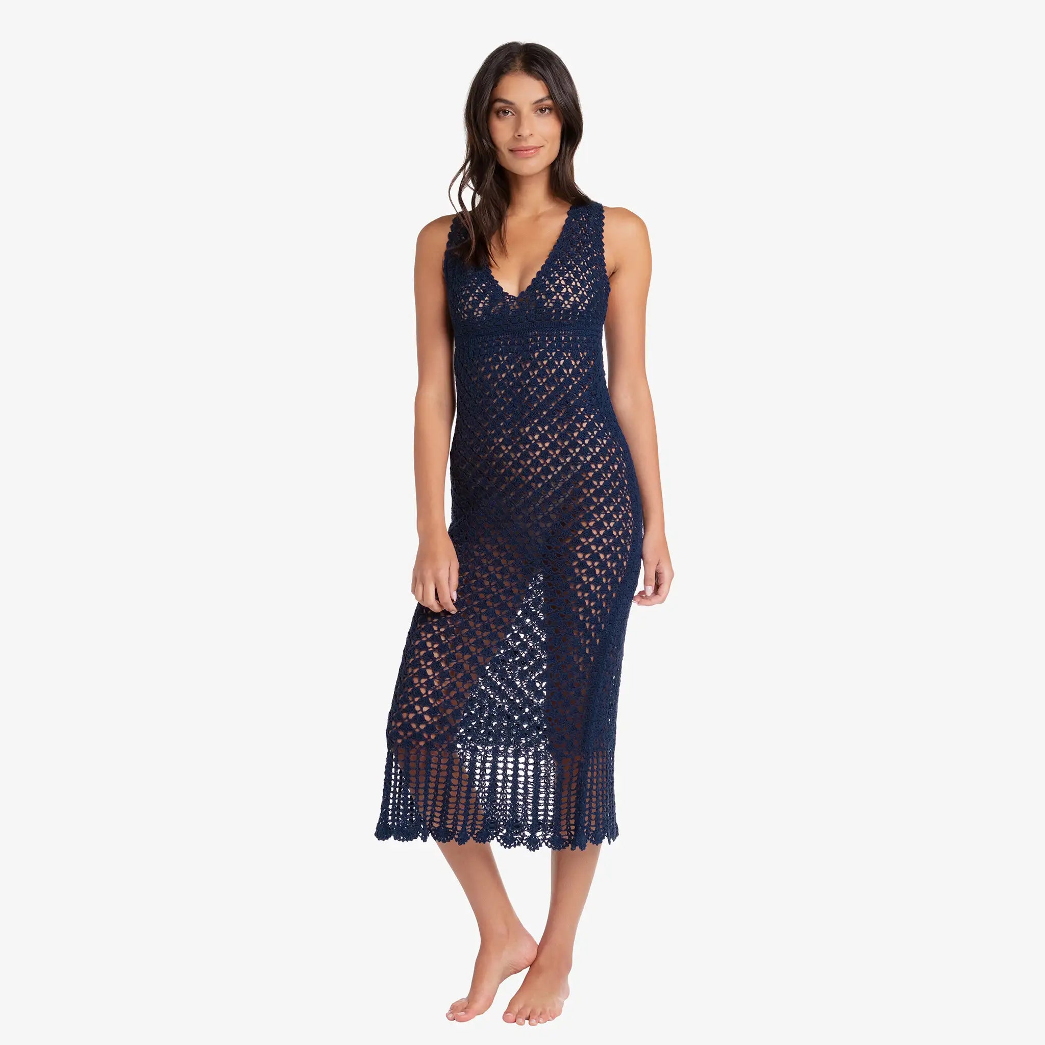 Helen Jon - Claudia Crochet Midi Dress - Navy