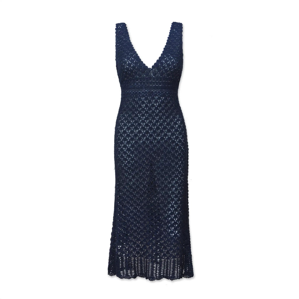 Helen Jon - Claudia Crochet Midi Dress - Navy
