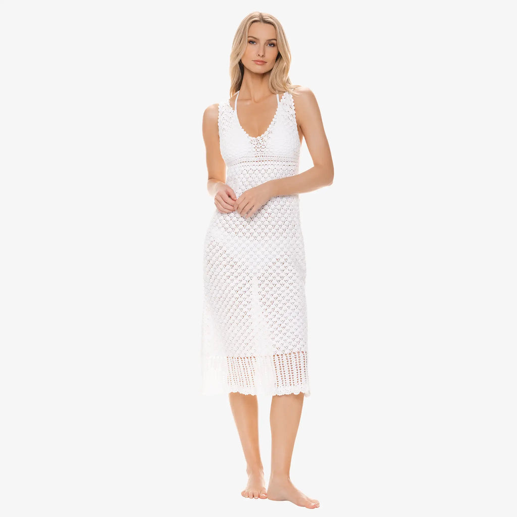 Helen Jon - Claudia Crochet Midi Dress - White