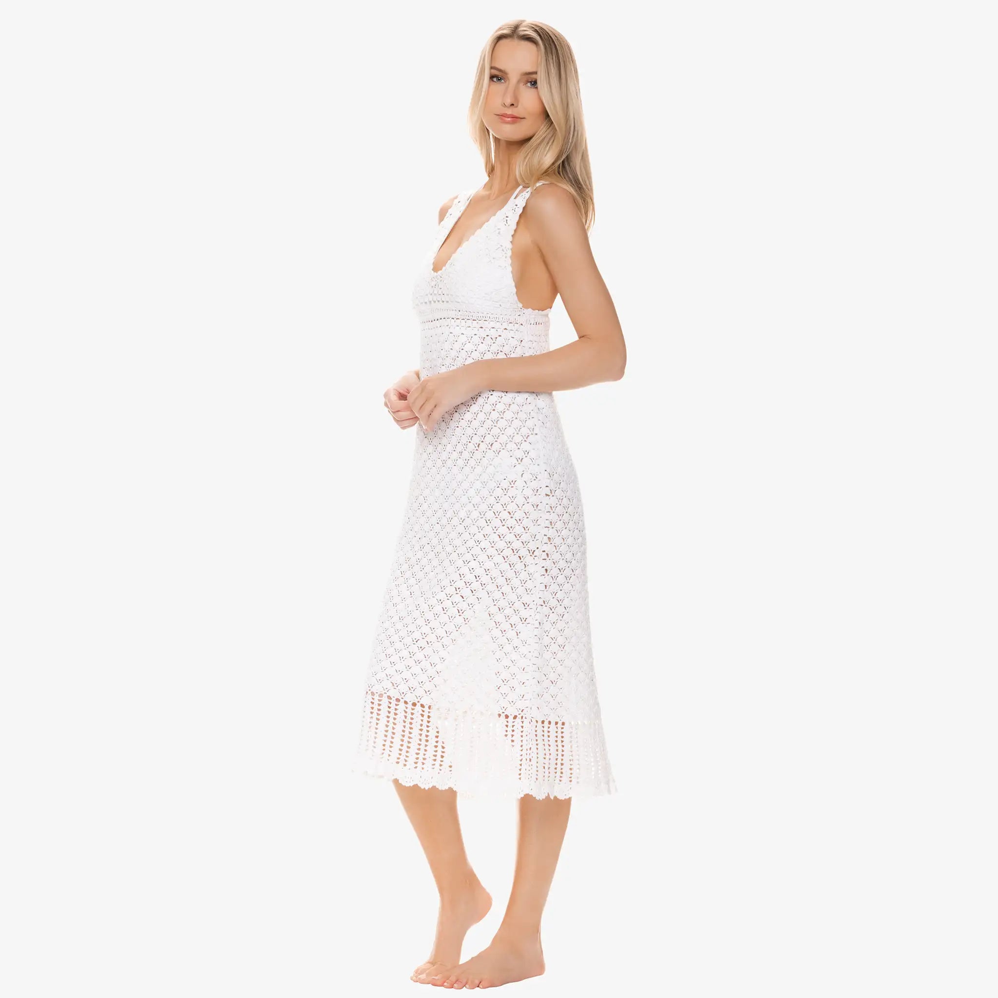 Helen Jon - Claudia Crochet Midi Dress - White