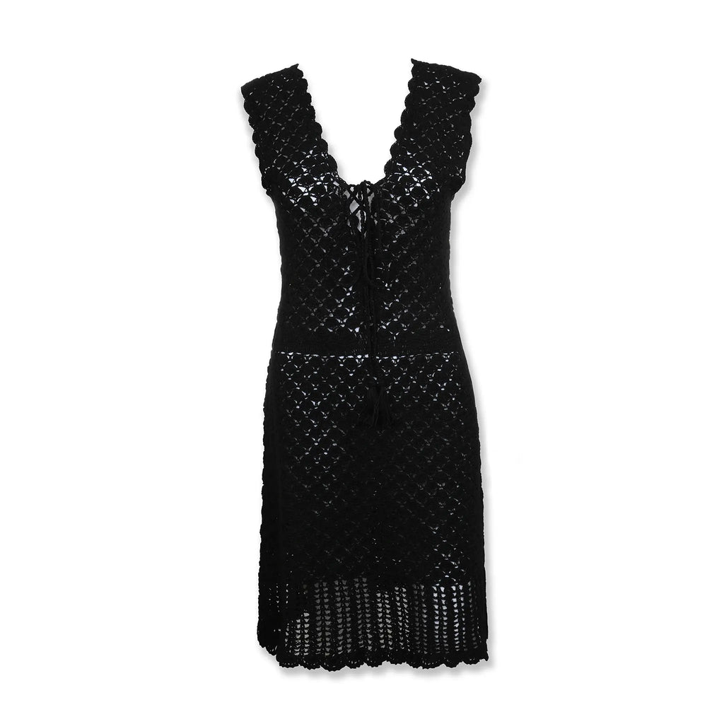 Helen Jon - Valentina Crochet Dress - Black