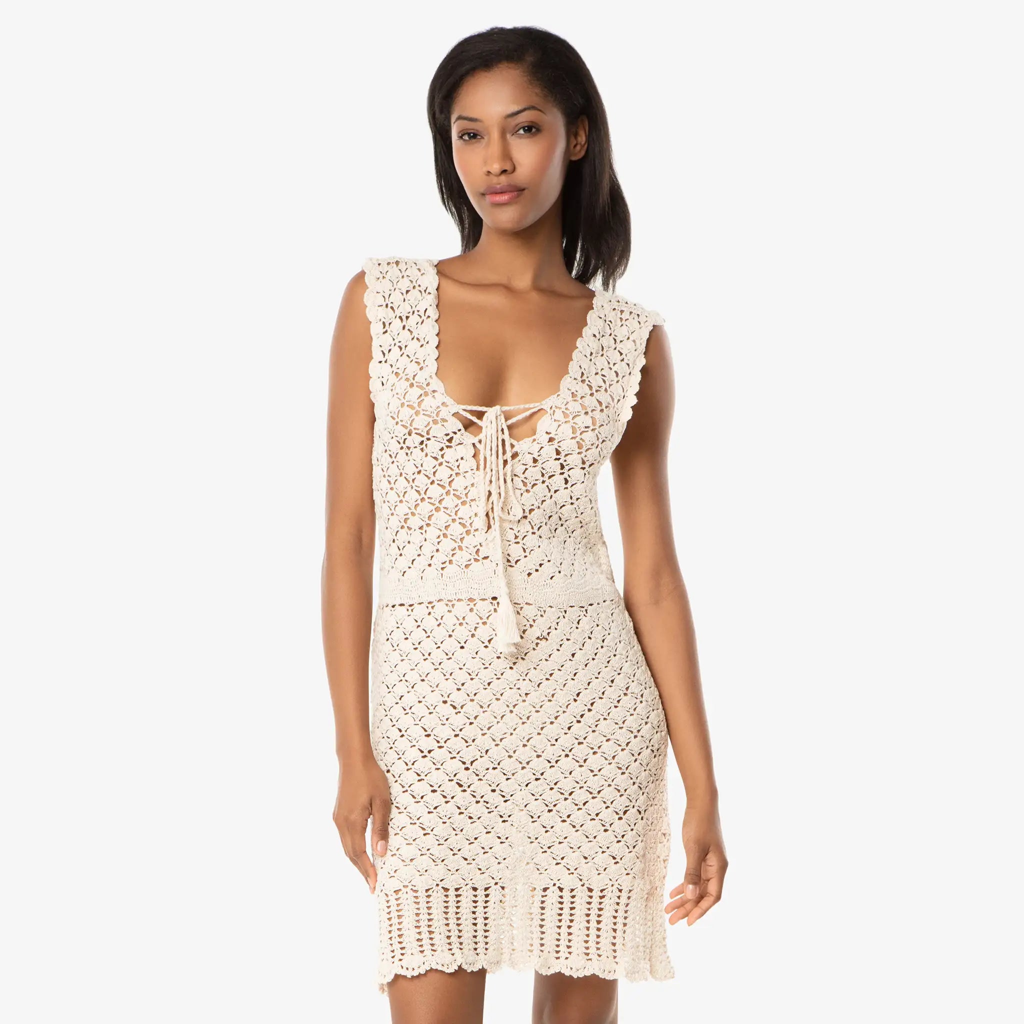 Helen Jon - Valentina Crochet Dress - Ivory Crochet