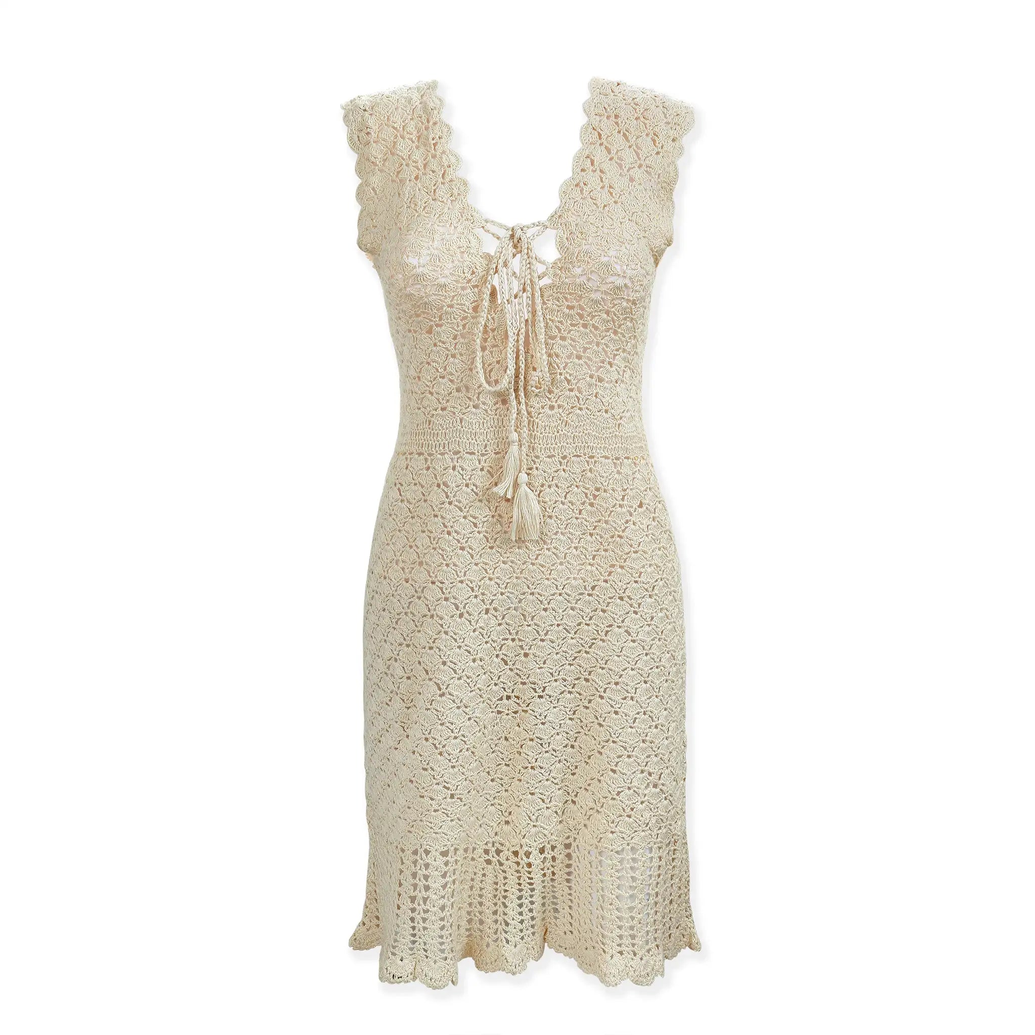 Helen Jon - Valentina Crochet Dress - Ivory Crochet