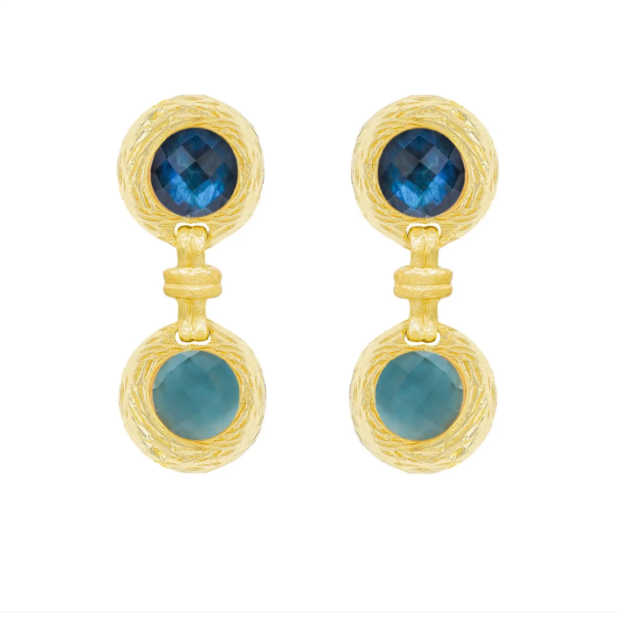 Marica Moran Aral Earrings in Labrodite and Blue Sapphire