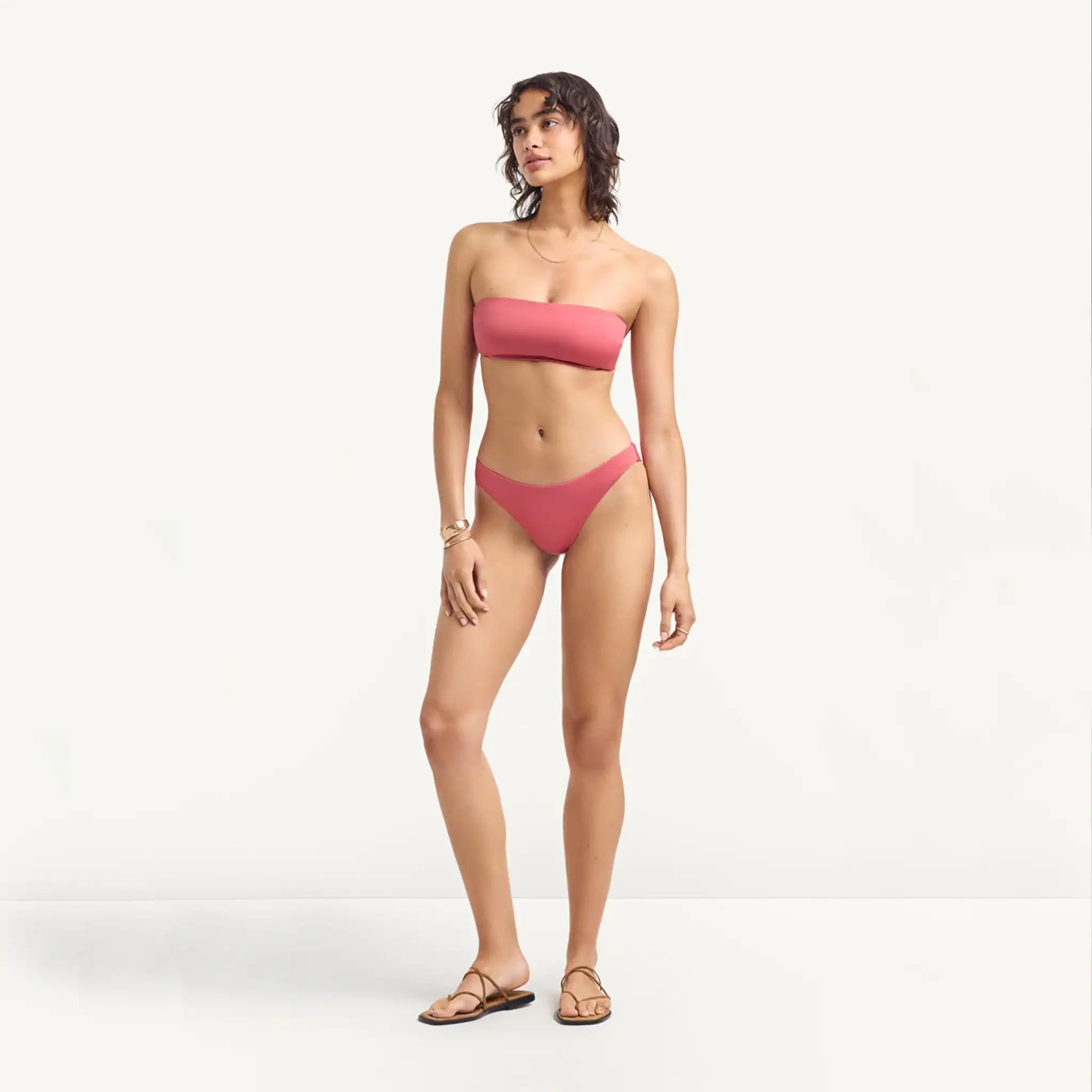 Vitamin A Nala Bandeau Bikini Top in Wild Rose Front View