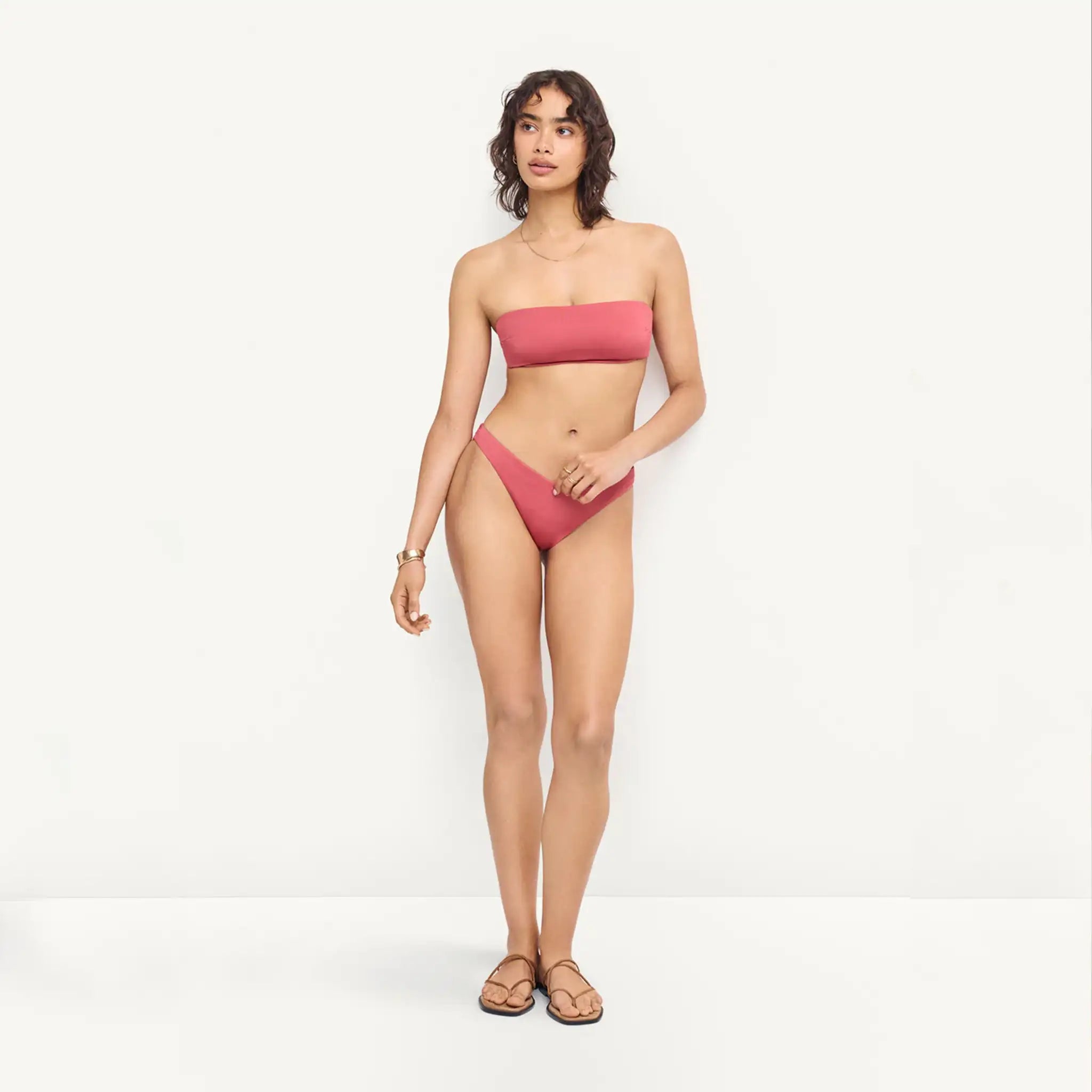 Vitamin A Nala Bandeau Bikini Top in Wild Rose Front View