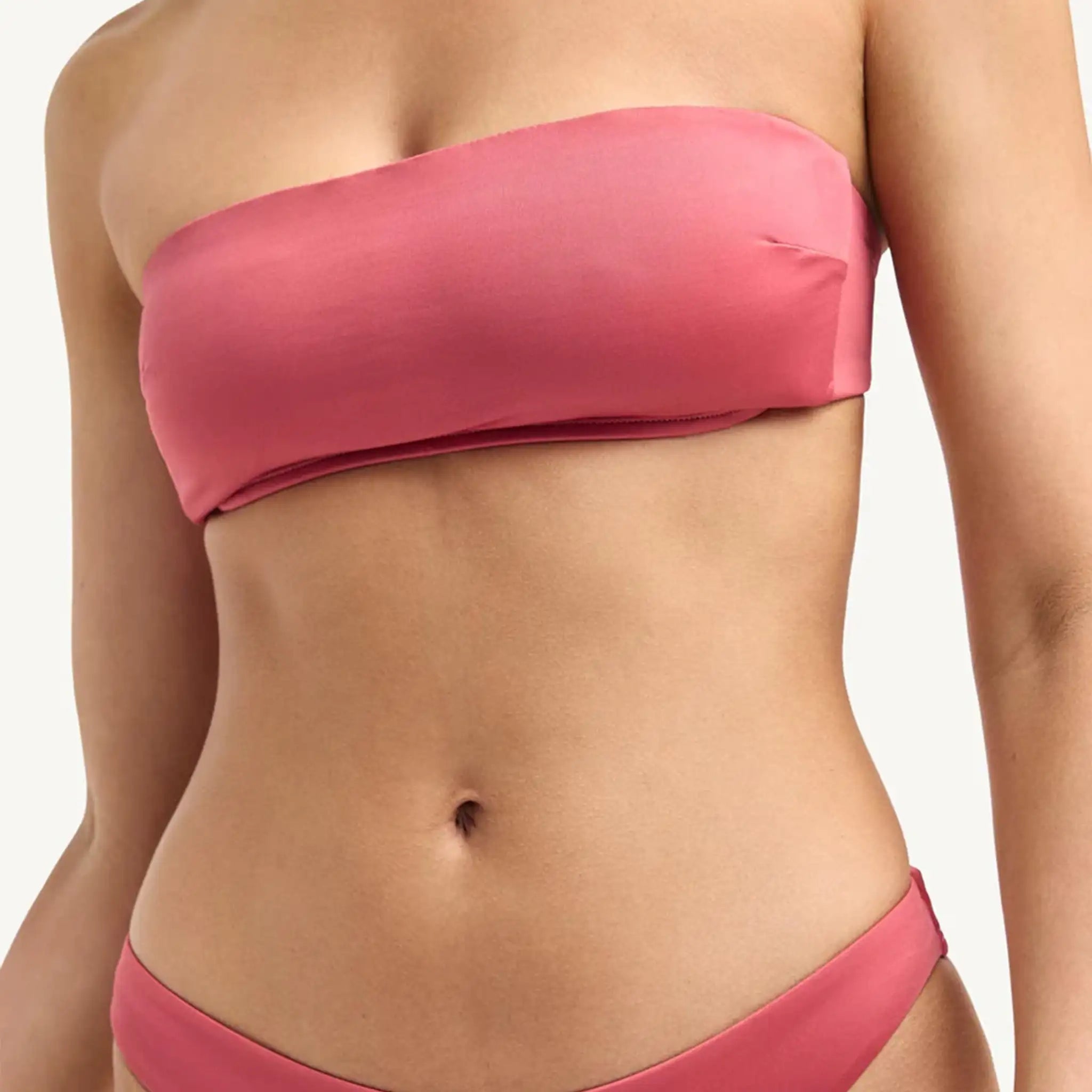 Vitamin A Nala Bandeau Bikini Top in Wild Rose Close Up
