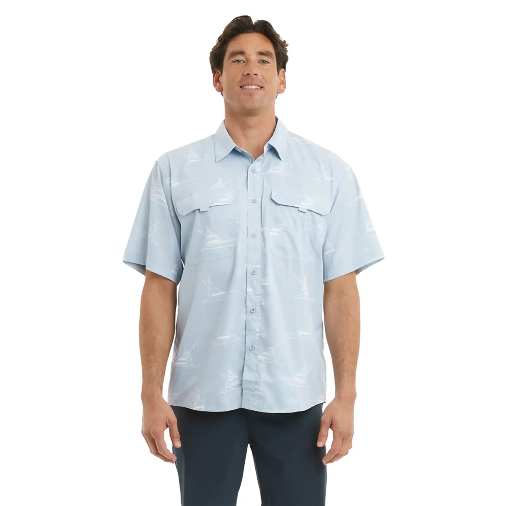 Pelagic - Keys Sporty Short Sleeve Fishing Shirt - Blue Fog
