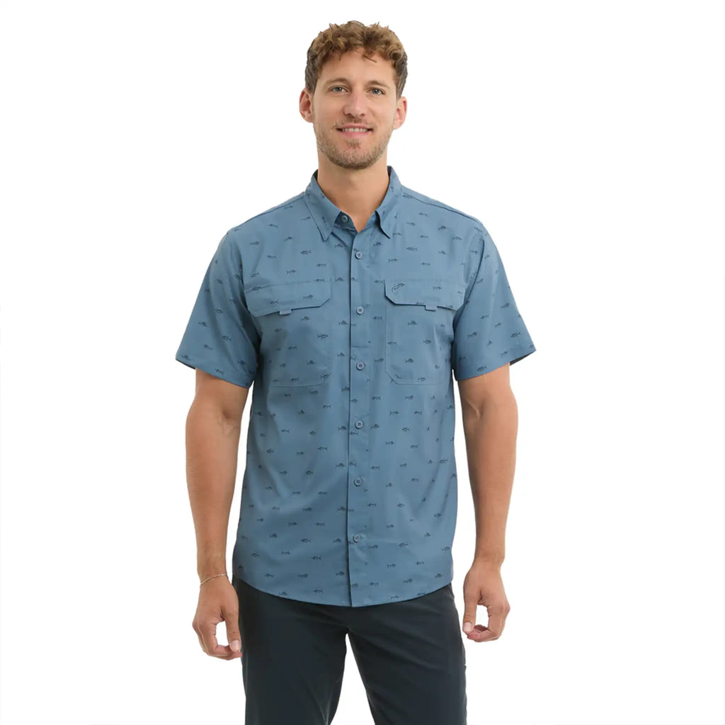 Pelagic - Keys Short Sleeve Fishing Shirt - Tiny Fish Petrol
