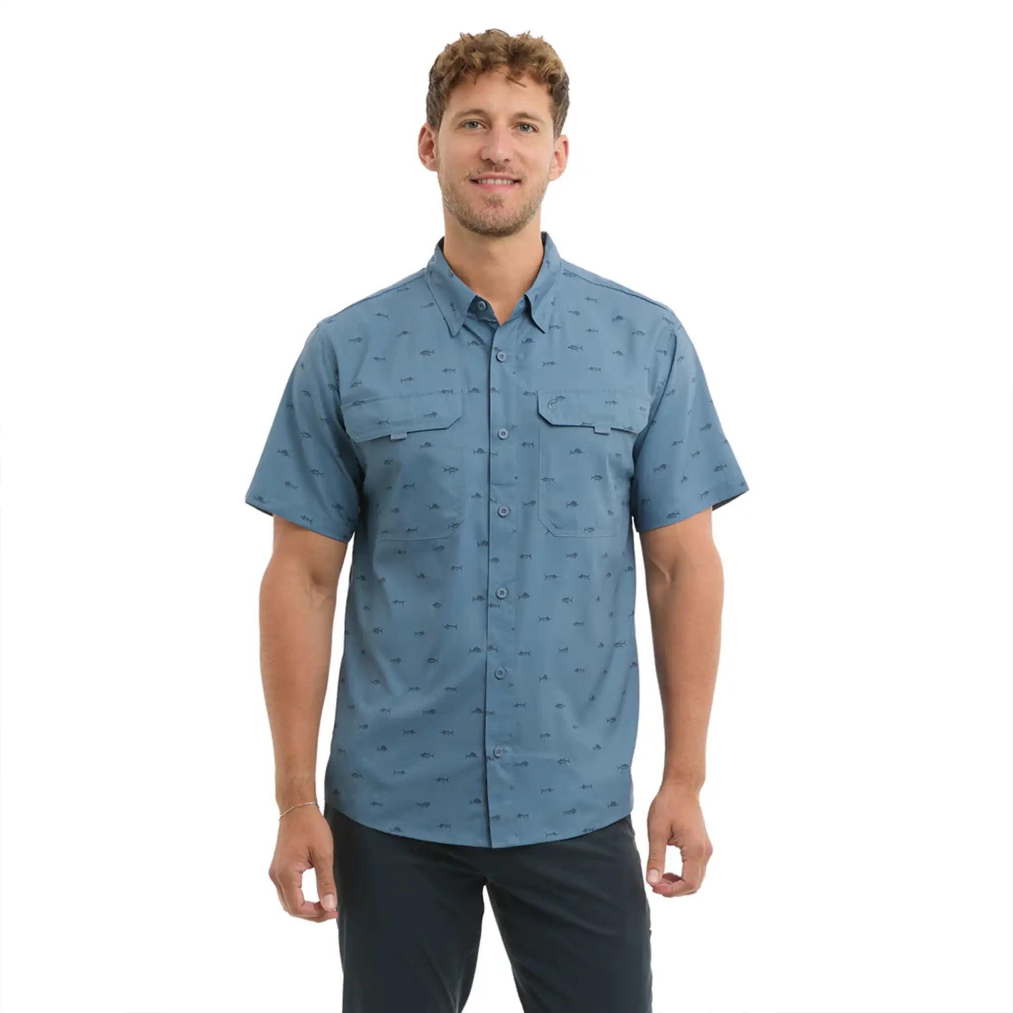Pelagic - Keys Short Sleeve Fishing Shirt - Tiny Fish Petrol