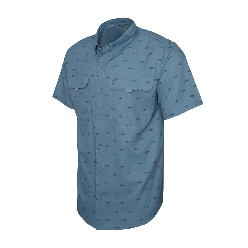 Pelagic - Keys Short Sleeve Fishing Shirt - Tiny Fish Petrol