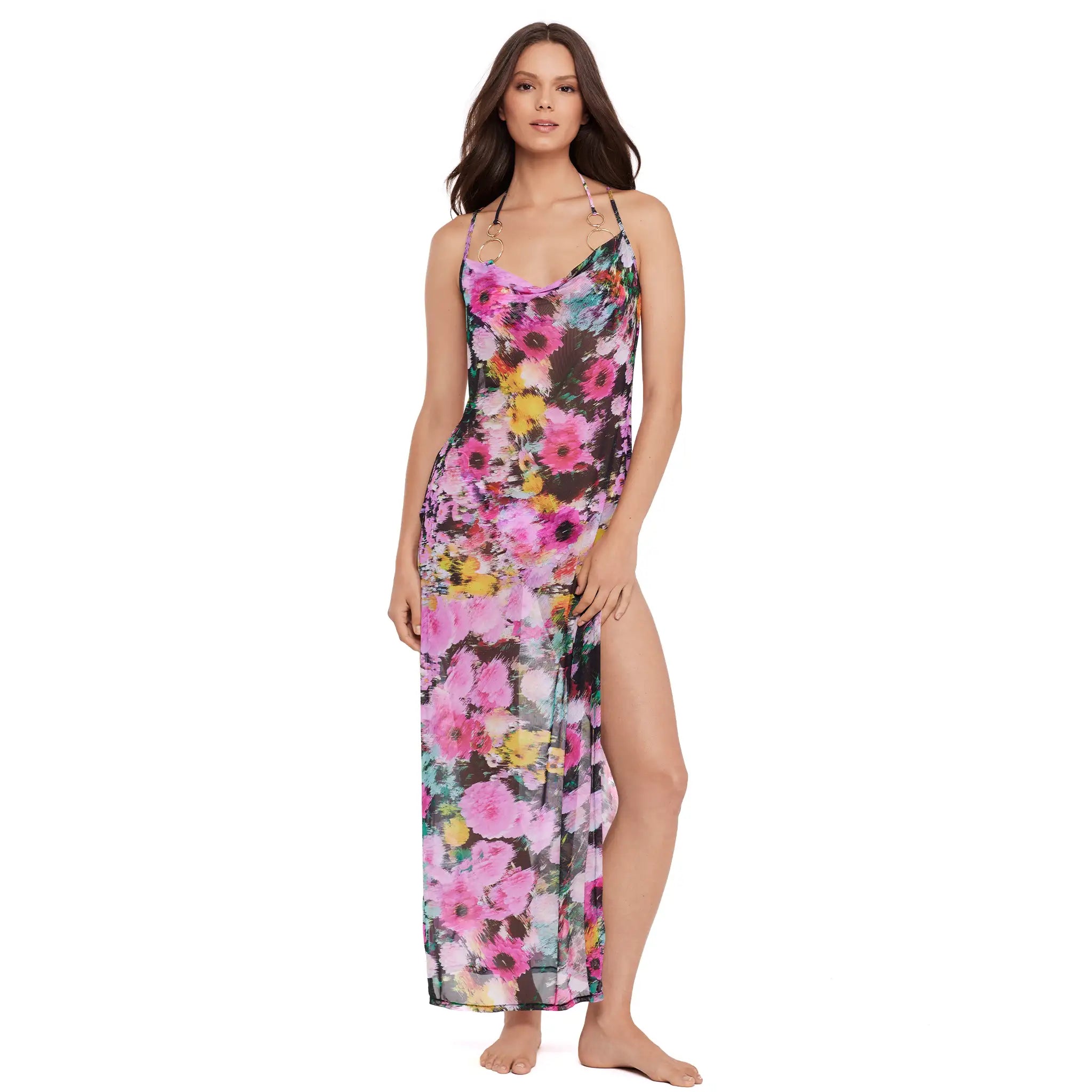 Steve Madden Mesh Cowl Neck Maxi Dress - Dazy Fields