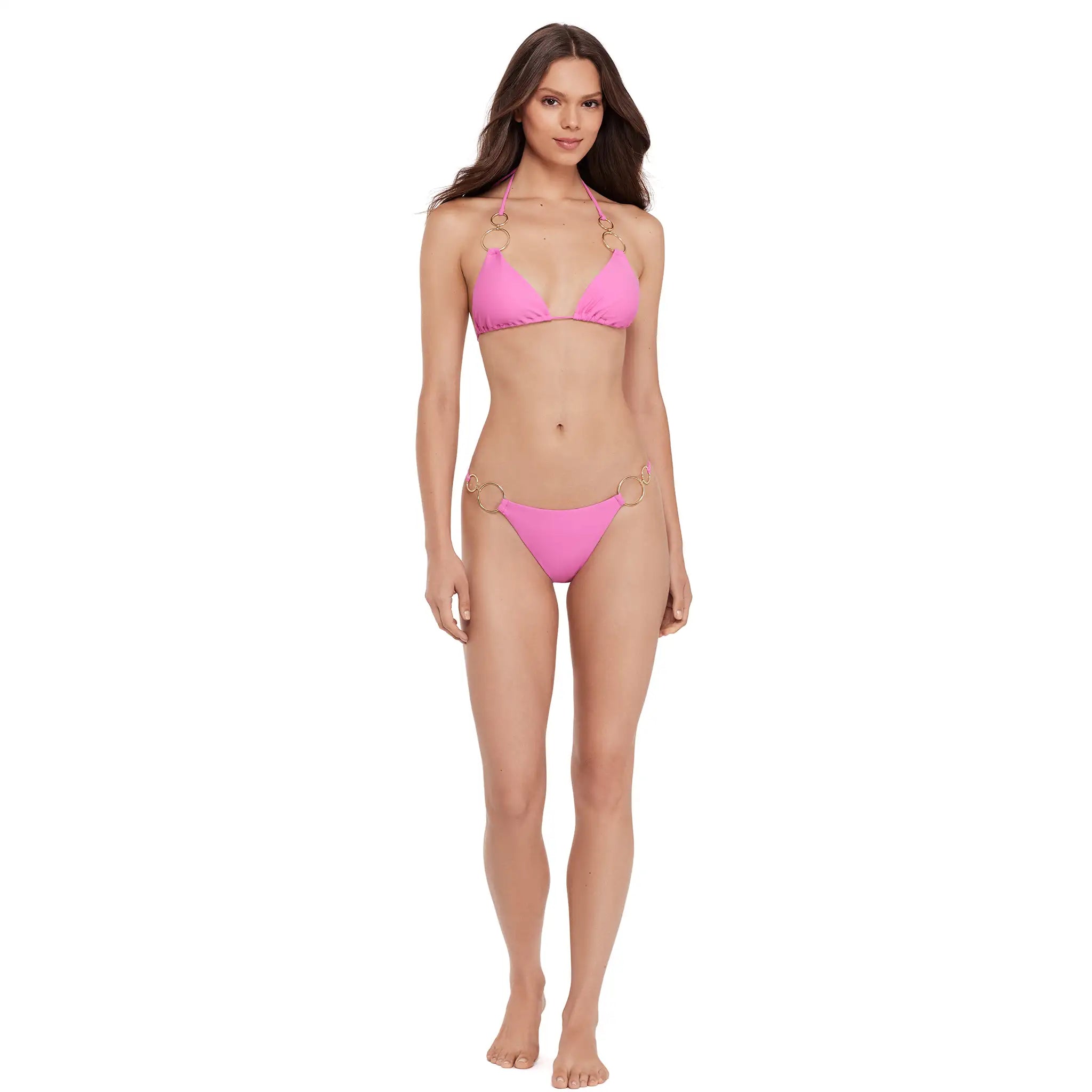 Steve Madden - Strap Side Gold Double Ring Bottoms - Neon Pink