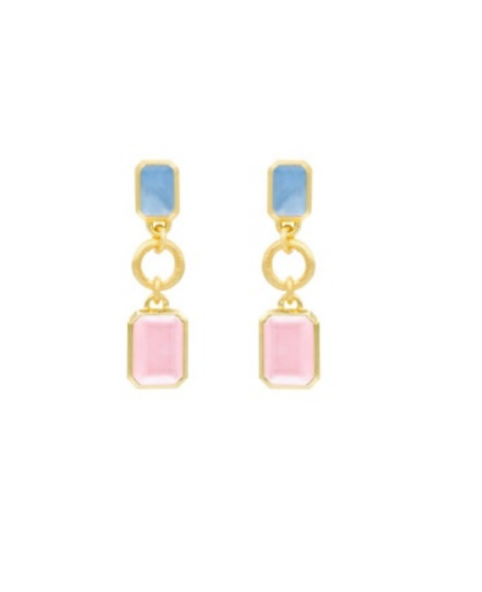 MARCIA MORAN Indra Earrings - Rose Quartz and Tanzanite