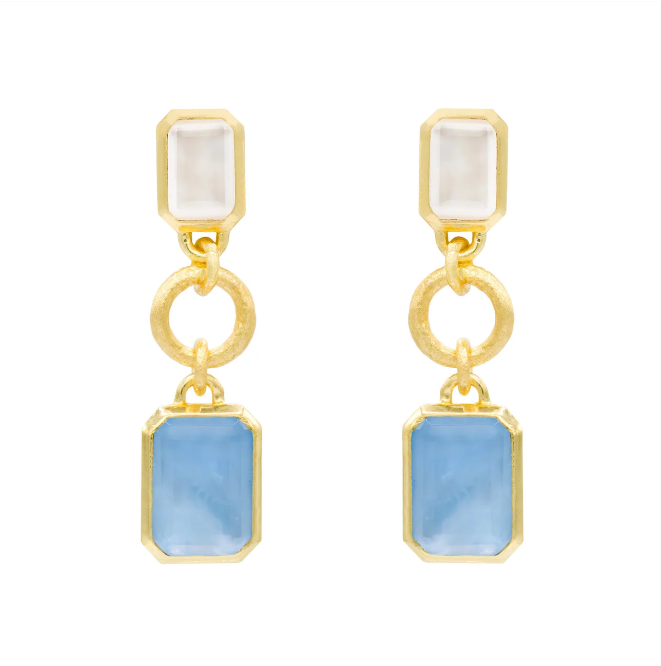 MARCIA MORAN Indra Earrings - Mother of Pearl and Tanzanite