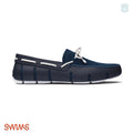 Navy blue shoe with white accents on a white background, featuring the Swims brand.