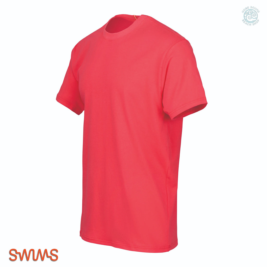 Side view of a Swims Corfu T-Shirt in Calypso on a White Background