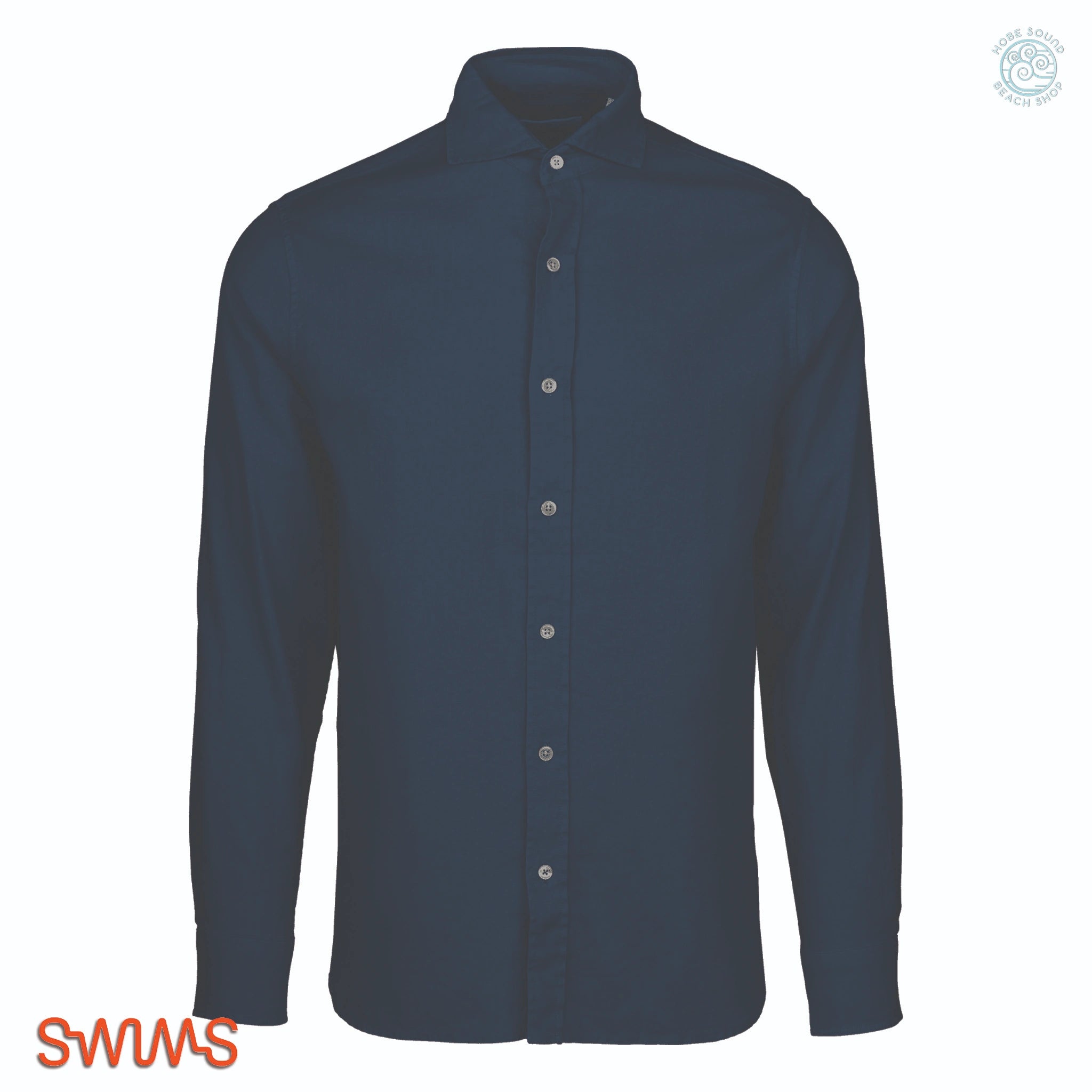 SWIMS Santorini Linen Shirt in Nay on a white background