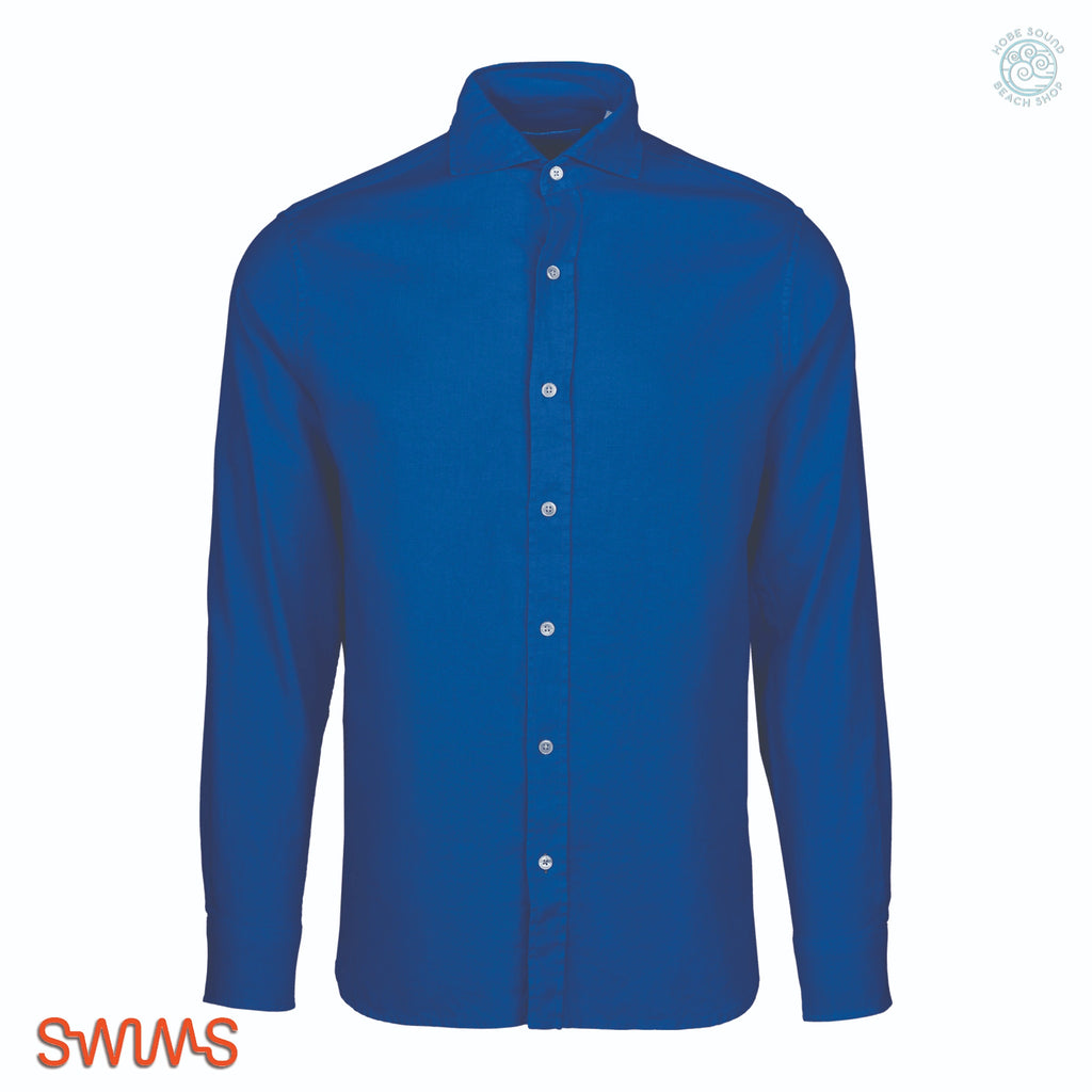 Swims Santorini Linen Sports Shirt in Tidal Blue
