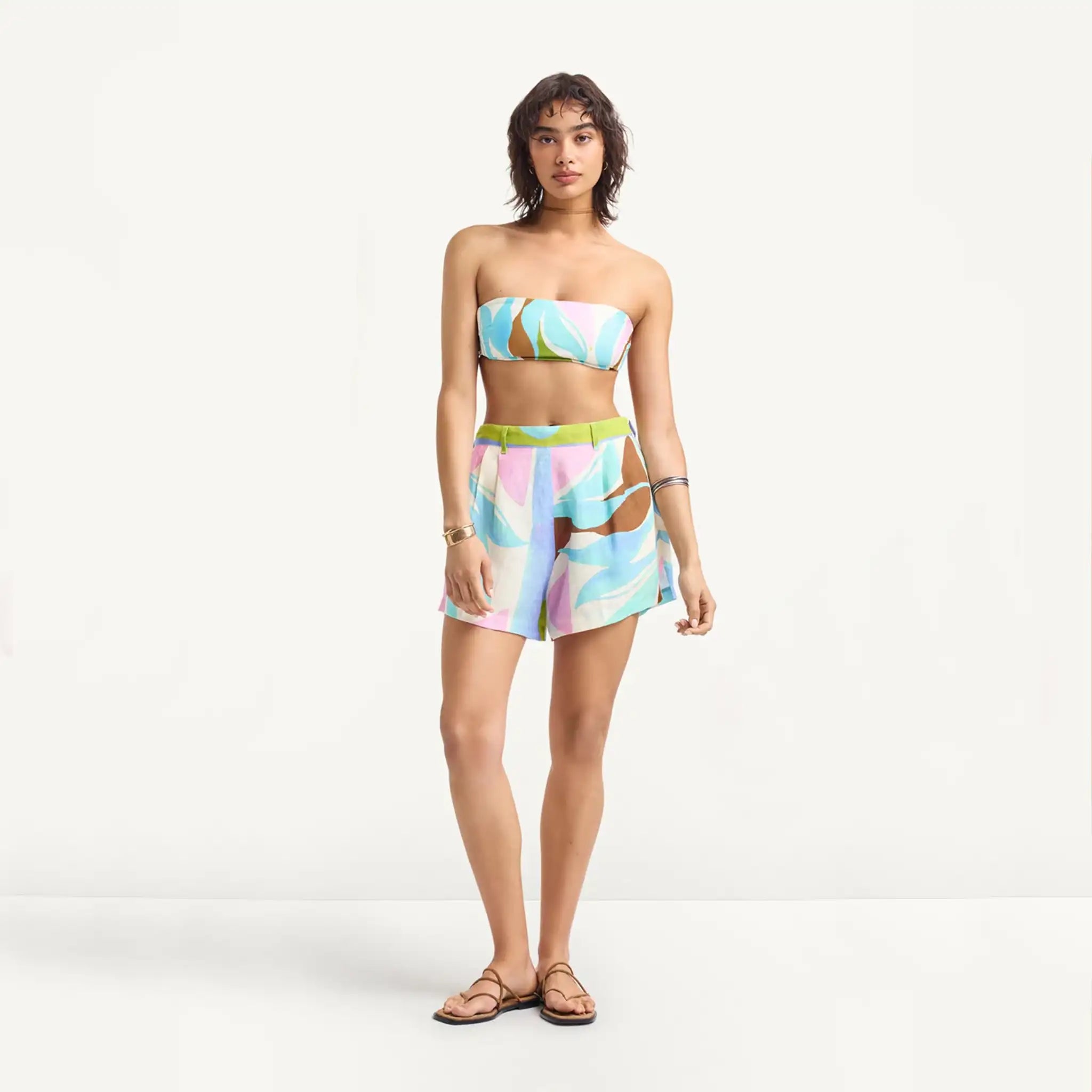 Vitamin A The Getawy Short in Coast Colorblock Front View