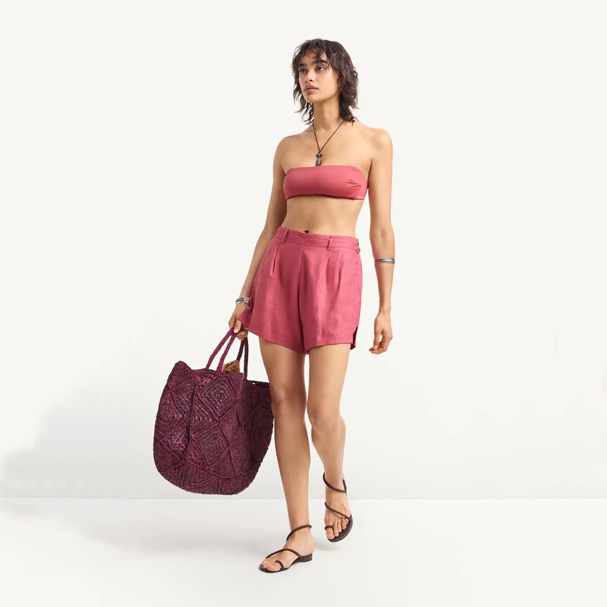 Vitamin A The Getawy Short in Wild Rose Front View