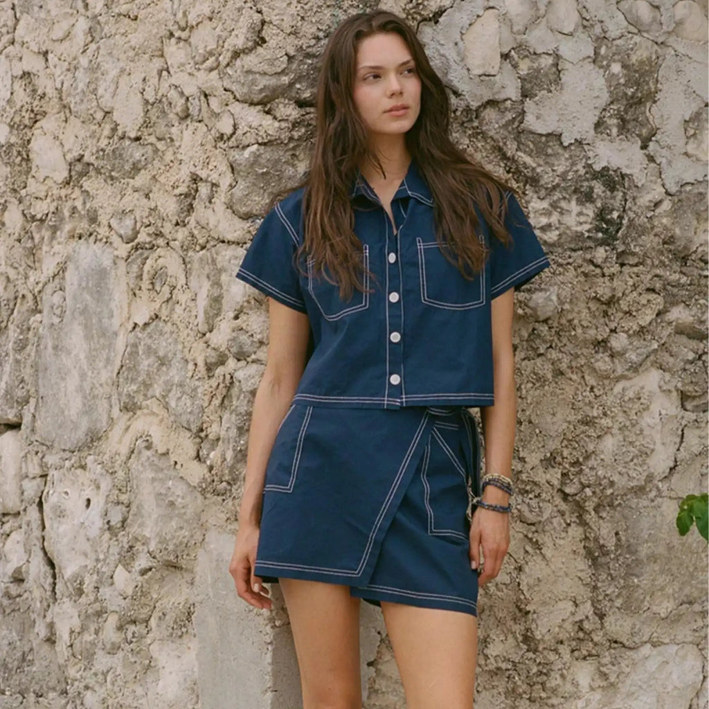 Vitamin A - Ashley Cropped Shirt - Midnight