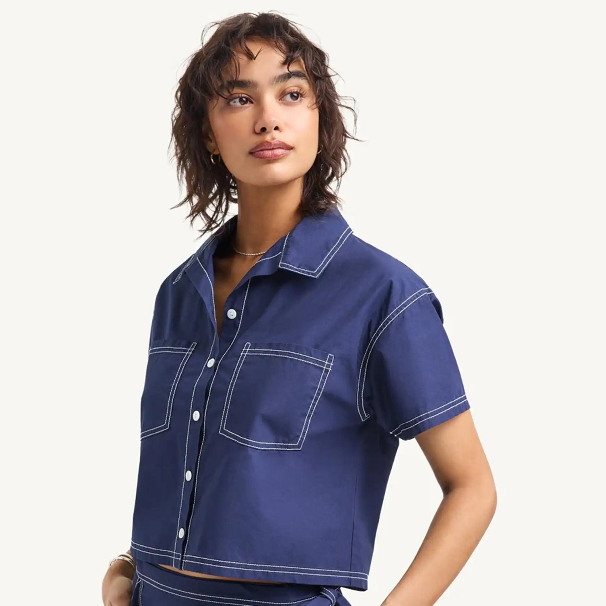 Vitamin A - Ashley Cropped Shirt - Midnight