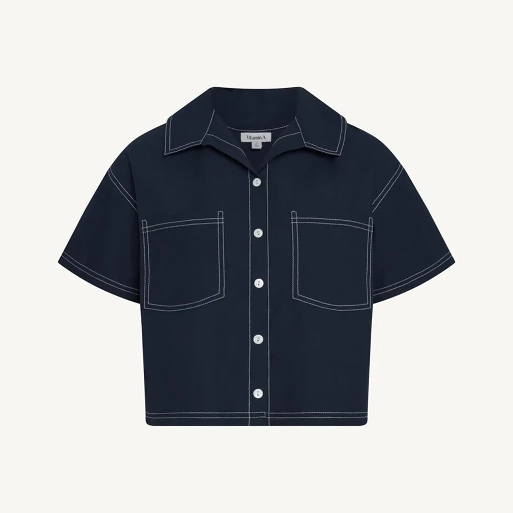 Vitamin A - Ashley Cropped Shirt - Midnight