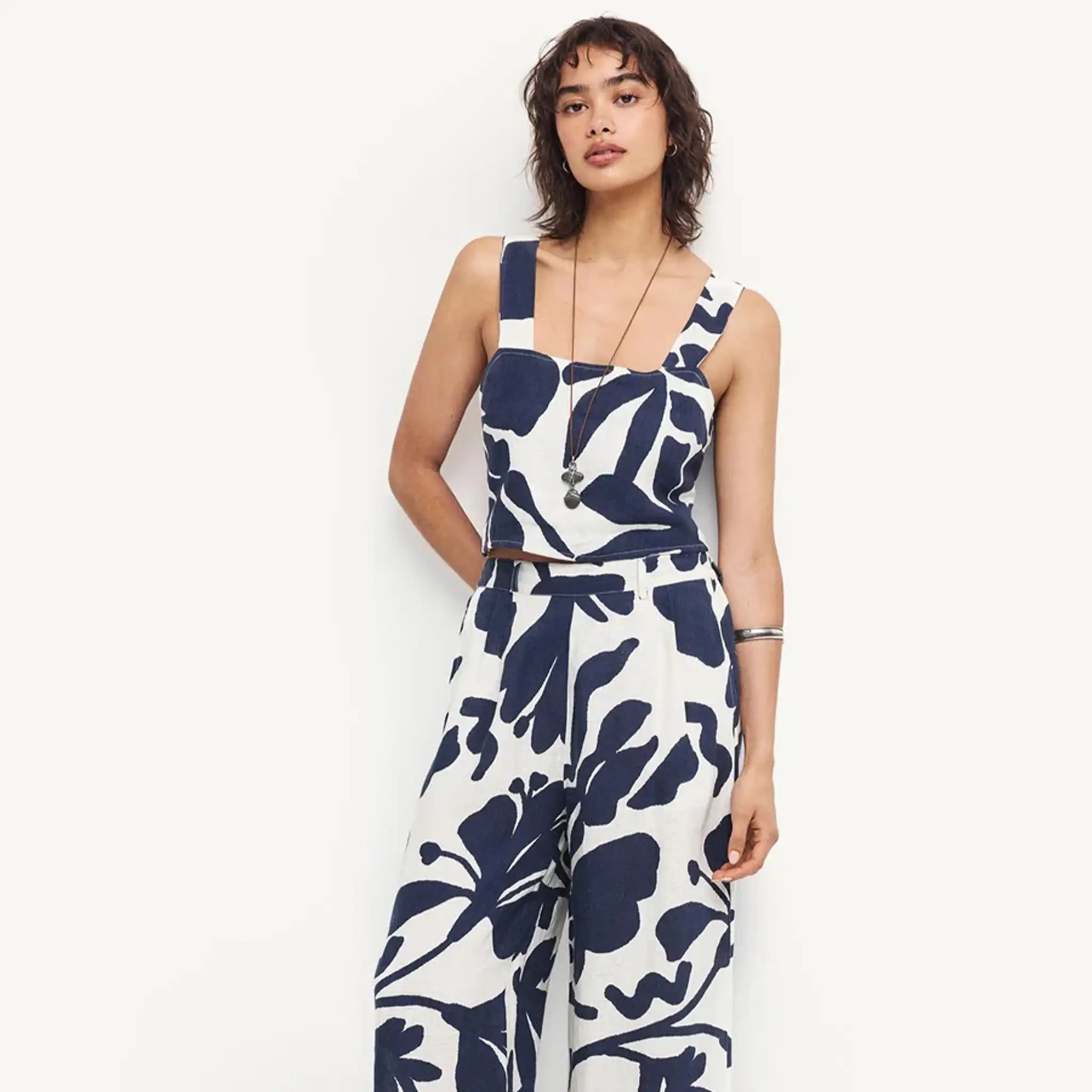 Vitamin A - Tallows Crop Top - Night Flower EcoLinen