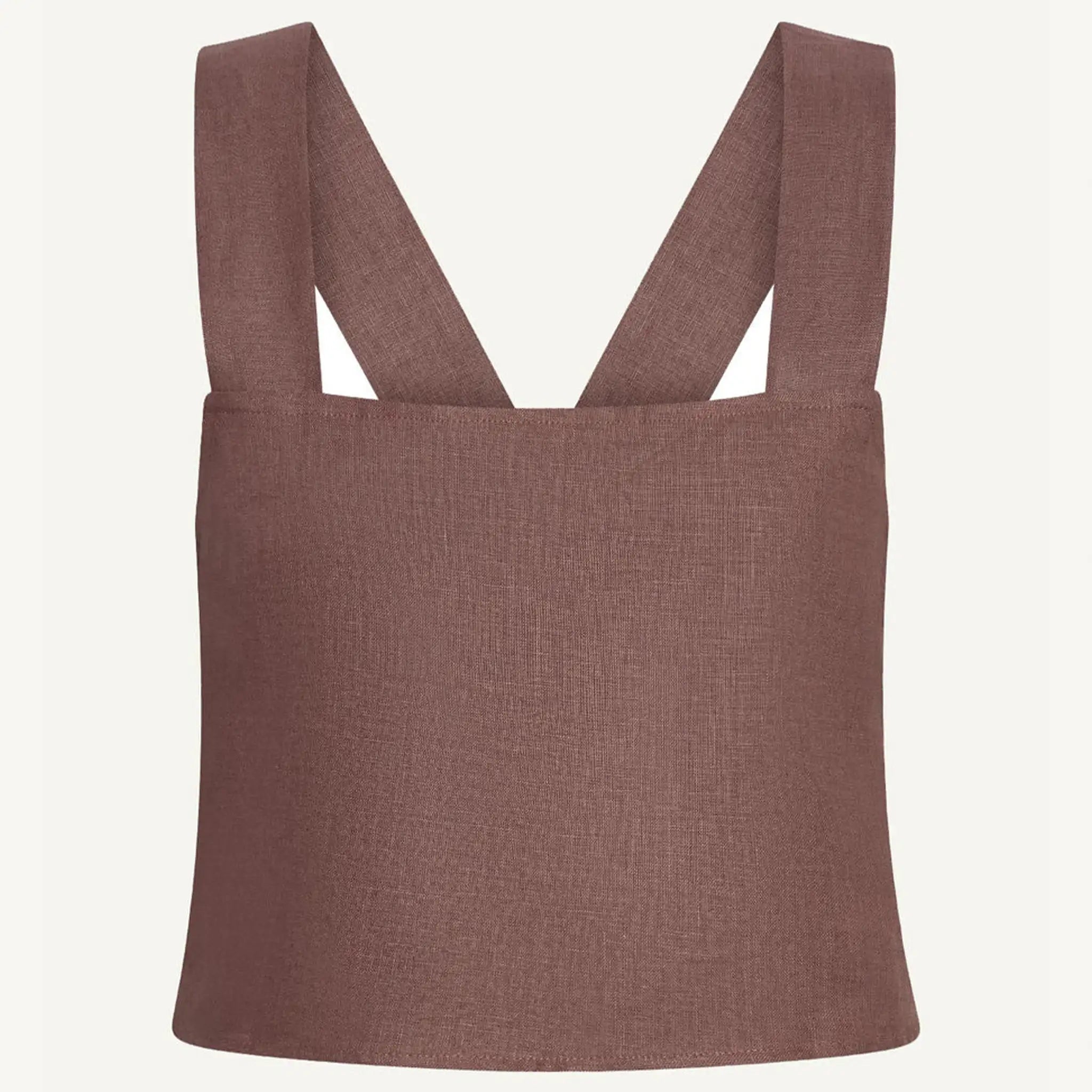 Vitamin A - Tallows Linen Crop Top - Mocha Brown