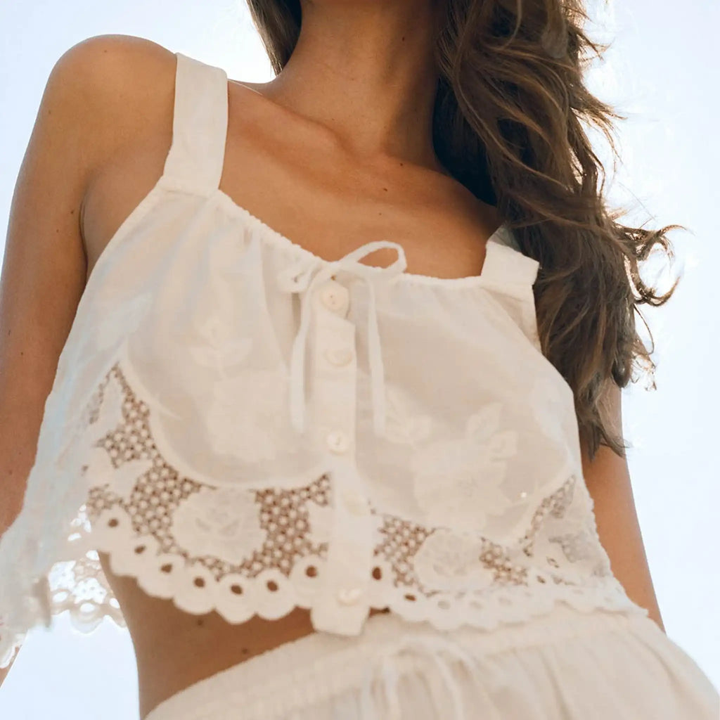 Vitamin A - Flora Tank - White Beachside Broderie