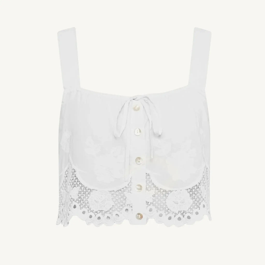 Vitamin A - Flora Tank - White Beachside Broderie