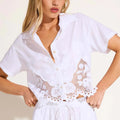 Vitamin A - Flora Cropped Shirt - White Beachside Broderie