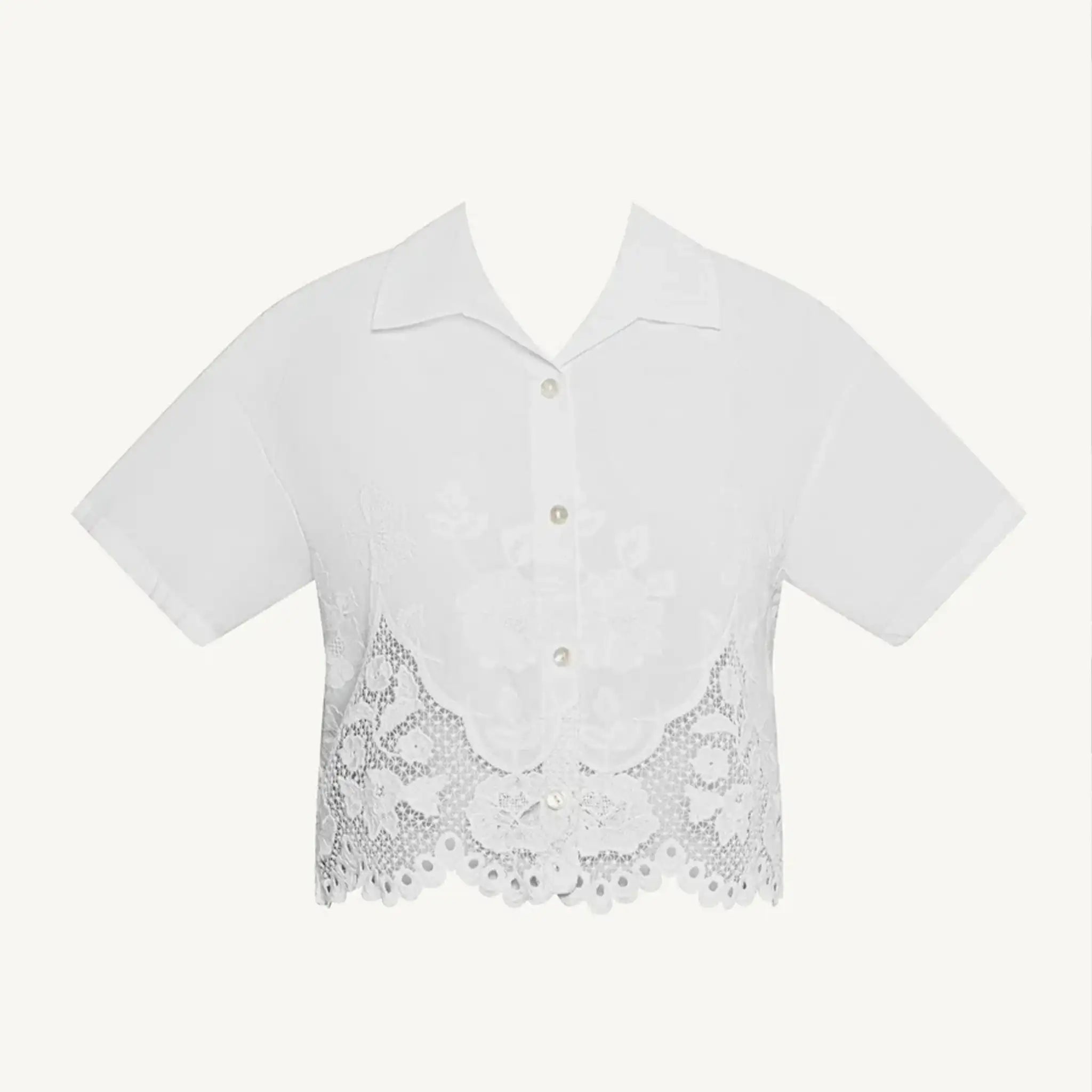 Vitamin A - Flora Cropped Shirt - White Beachside Broderie