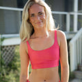 VanHope Zoey Revesible Bikini top in Ribbed Strawberry / Hibiscus, Front View
