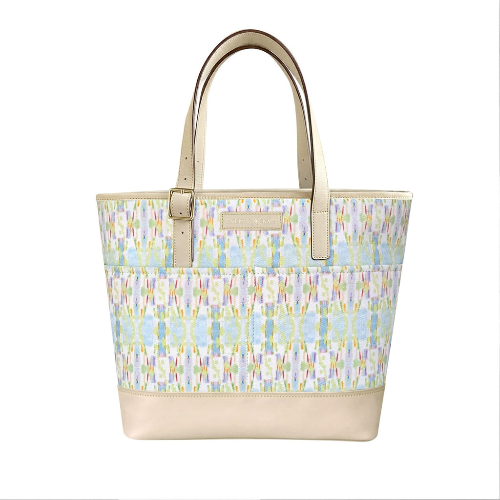 Windward Medium Canvas Tote with Leather Trim and Visible Leather Base & Zipper Closure