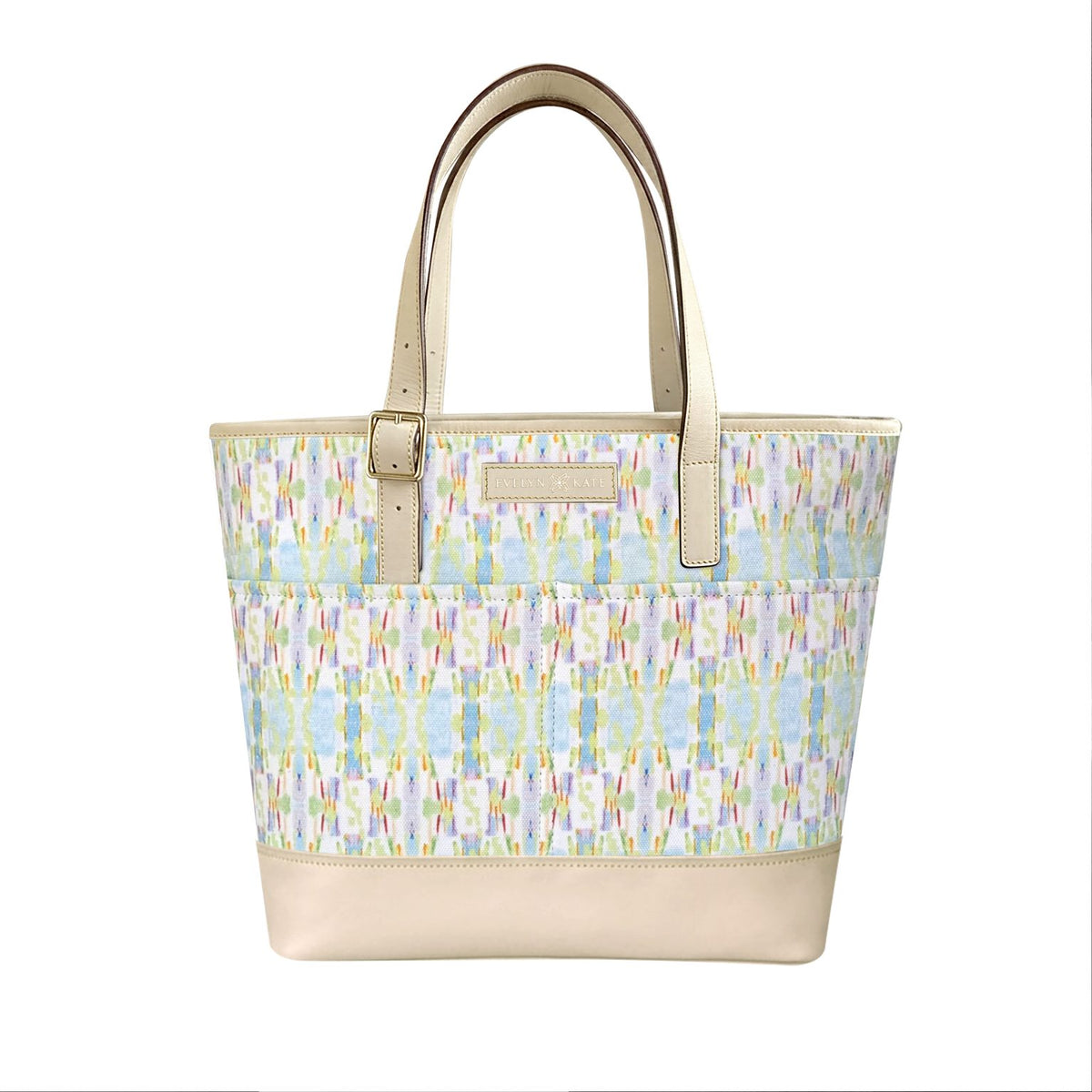 Windward Medium Canvas Tote with Leather Trim and Visible Leather Base & Zipper Closure