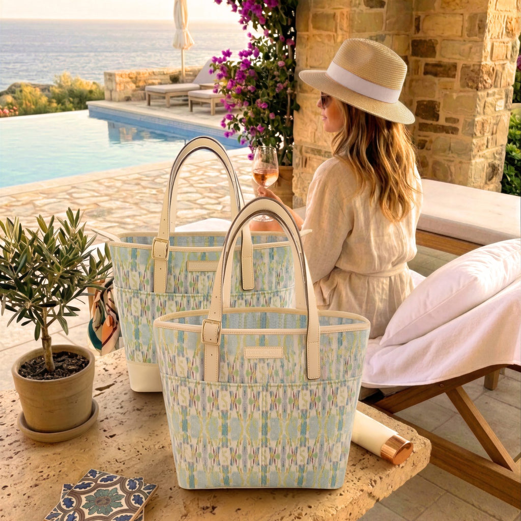 Windward Medium Canvas Tote with Leather Trim and Visible Leather Base & Zipper Closure