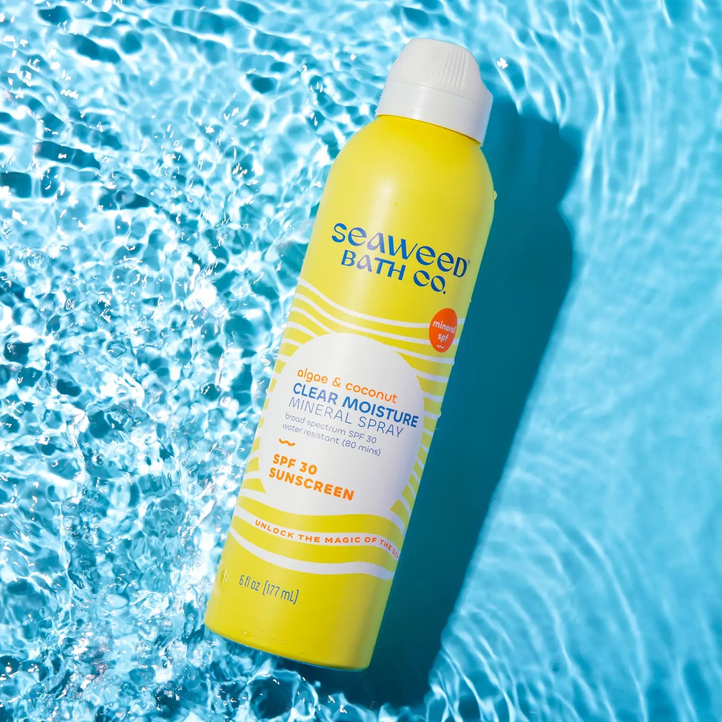 Seaweed Bath Co Clear Moisture Mineral Spray on a water background