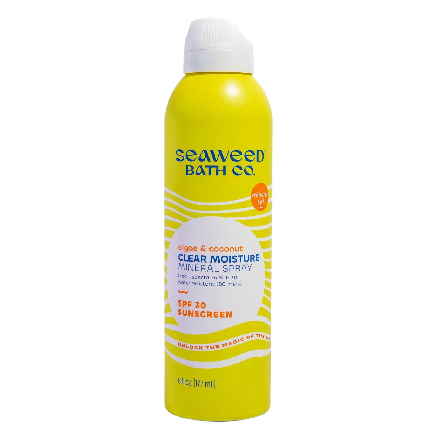 Seaweed Bath Co Clear Moisture Mineral Spray SPF 30 Sunscreen on a white background